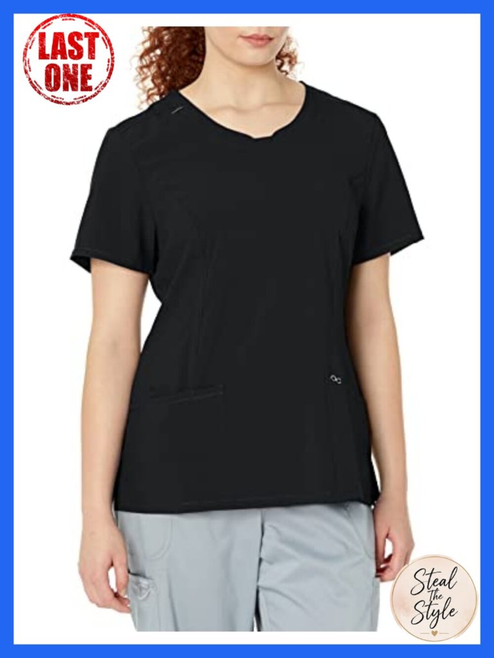 Women's Medical Scrub Top Round Neck 3 Pockets Contemporary Fit Short Sleeve